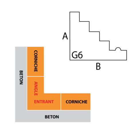 Angle entrant corniche IFORM modèle G6 avec goutte d'eau