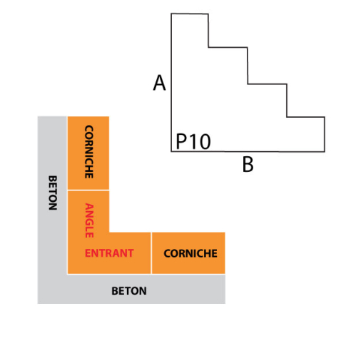 Angle entrant corniche IFORM modèle P10 sans goutte d'eau