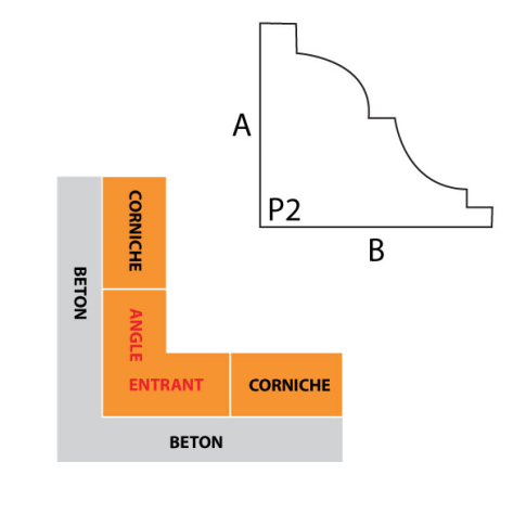 Angle entrant corniche IFORM modèle P2 sans goutte d'eau