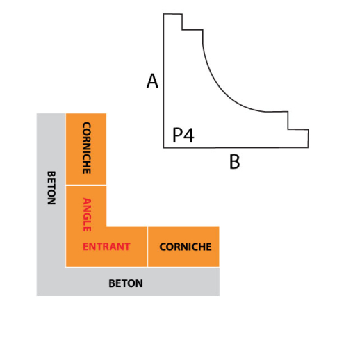 Angle entrant corniche IFORM modèle P4 sans goutte d'eau
