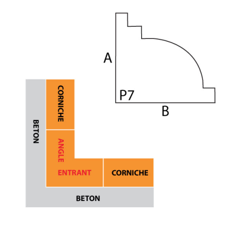 Angle entrant corniche IFORM modèle P7 sans goutte d'eau