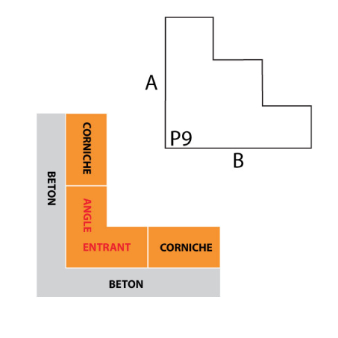 Angle entrant corniche IFORM modèle P9 sans goutte d'eau