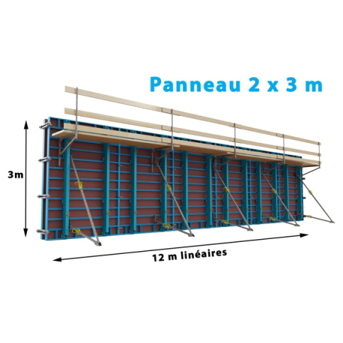 Lot de banches ACIER GRANDS FORMATS ROBUSTE (12 m de long X 3 m de haut) coffrage MODACIER