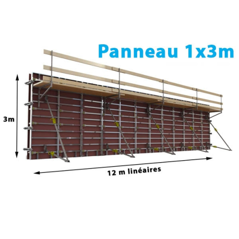 Lot de banches ALU manuportables PERFORMANT (12 m de long X 3 m de haut) coffrage MODALU