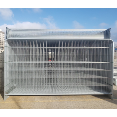 clôture mobile de chantier grillagée 4 barres 1,96 x 3,50 ml ARRONDIE  (Paquet de 30 clôtures)