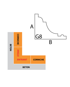 Angle entrant corniche IFORM modèle G8 avec goutte d'eau