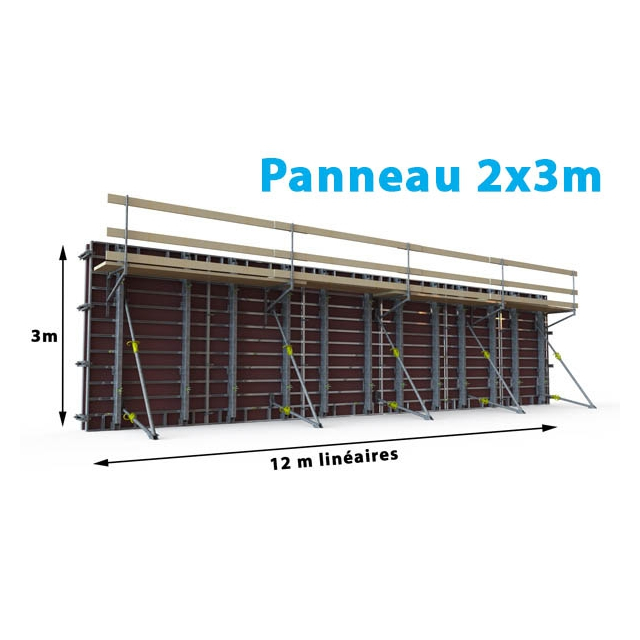 Lot de banches ALU manuportables GRANDS FORMATS LEGER (12 m de long X 3 m de haut) coffrage MODALU